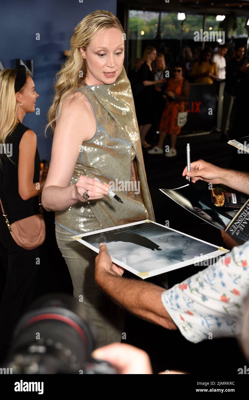 Gwendoline Christie signed autographs at The Sandman World Premiere, BFI Southbank, London. UK Stock Photo