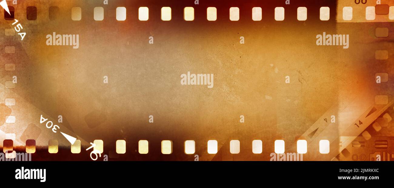 Film negative frames brown background Stock Photo