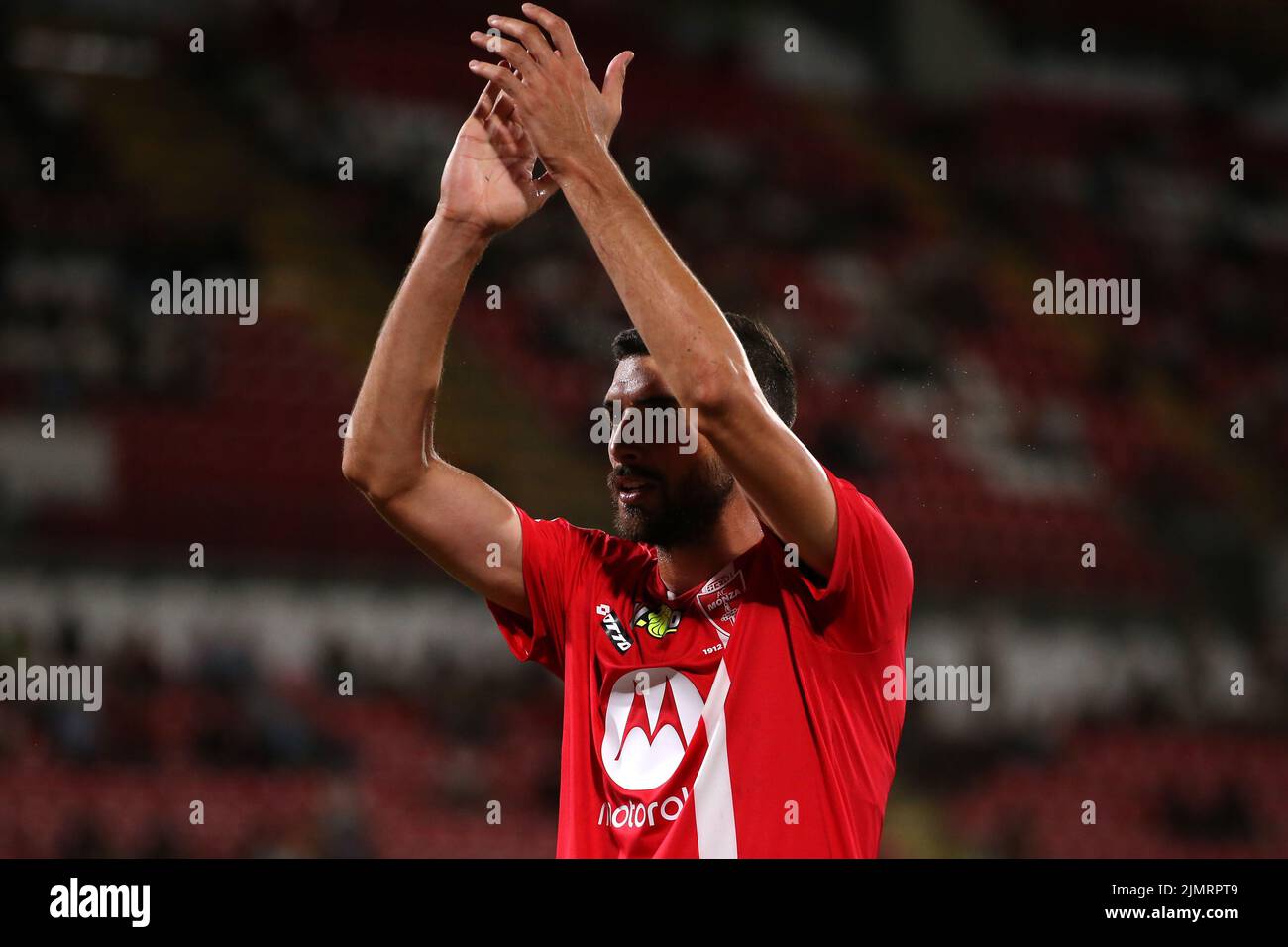 Monza, Italy. 7th Aug, 2022. Mattia Valoti of AC Monza celebrates after scoring a first half penalty to give the side a 1-0 lead during the Coppa Italia match at U-Power Stadium, Monza. Picture credit should read: Jonathan Moscrop/Sportimage Credit: Sportimage/Alamy Live News Stock Photo