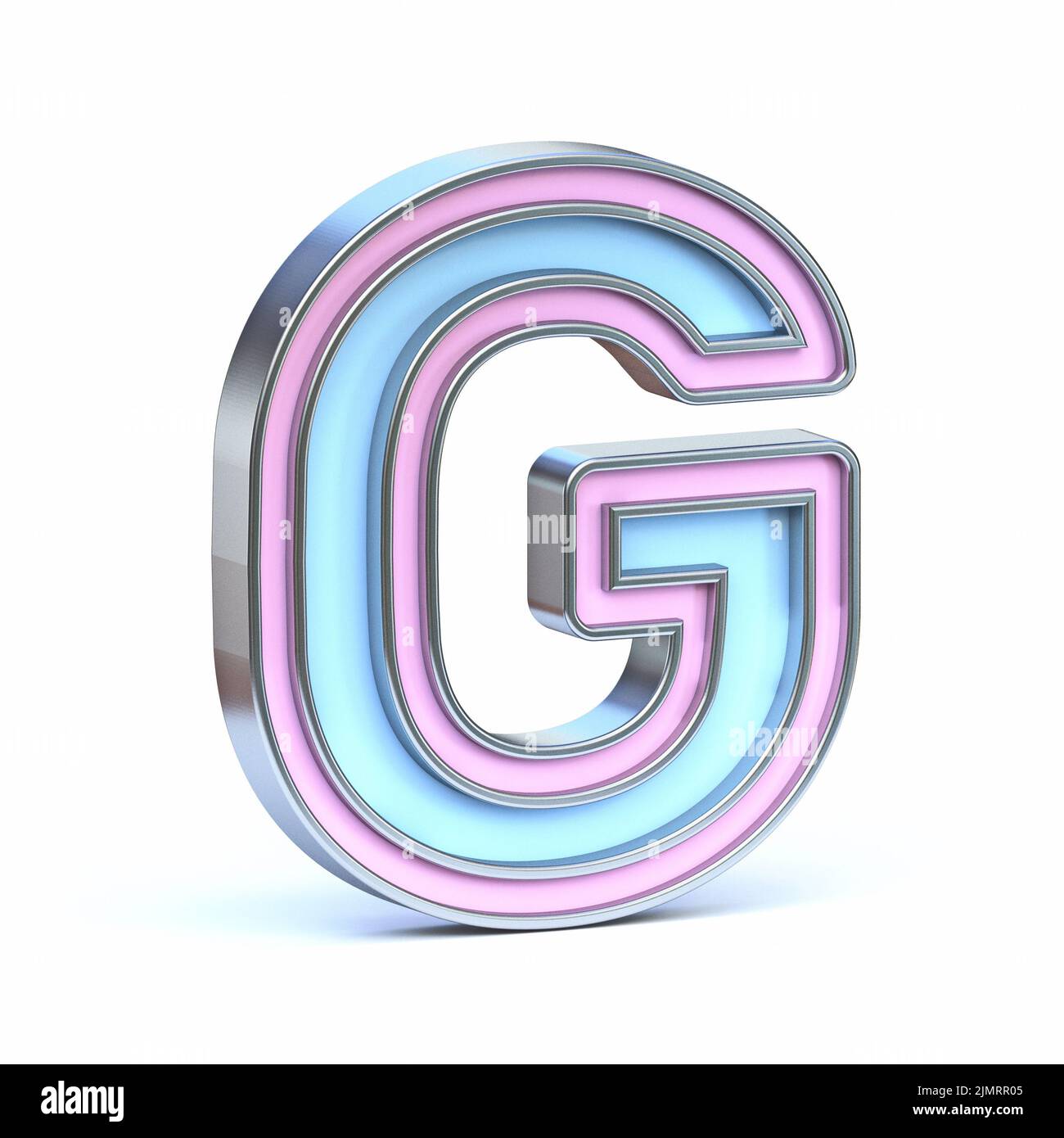 Blue and pink metal font Letter G 3D Stock Photo