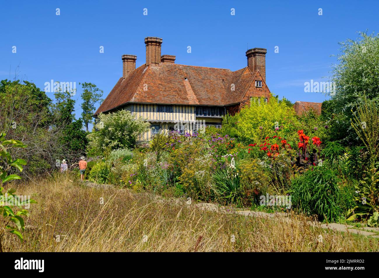 Great Dixter House and garden, during very dry August, East Sussex, UK Stock Photo