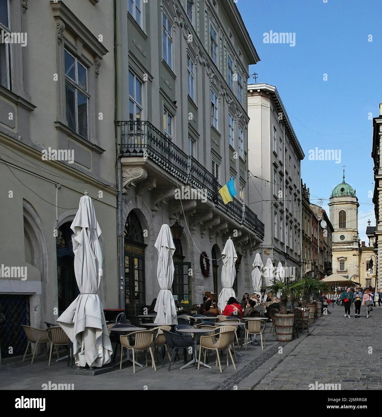 The pretty Ukrainian city of Lviv with its churches and palaces in the small historic center, which refer to suggestive and romantic atmospheres Stock Photo