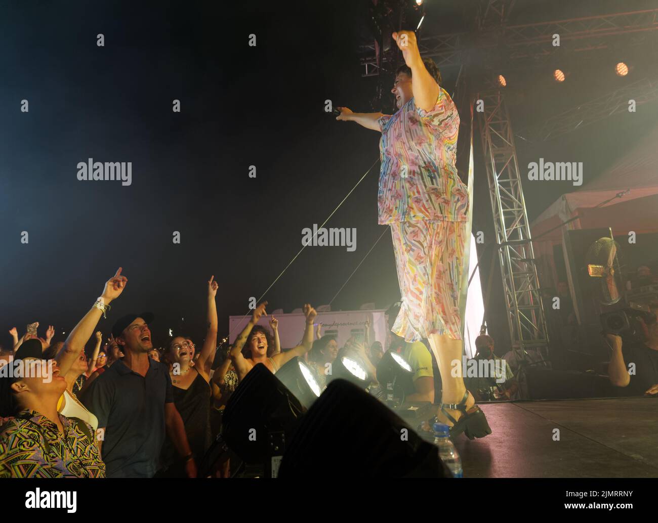 French Canadian singersongwriter Ariane Moffatt performs on stage in