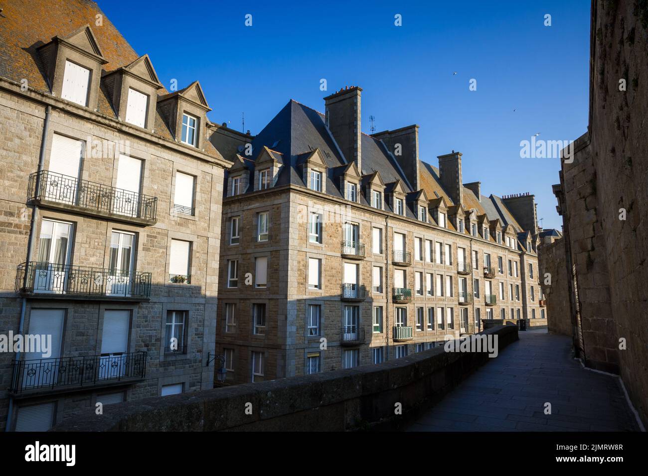 Fortified walls and city of SaintMalo, Brittany, France Stock Photo