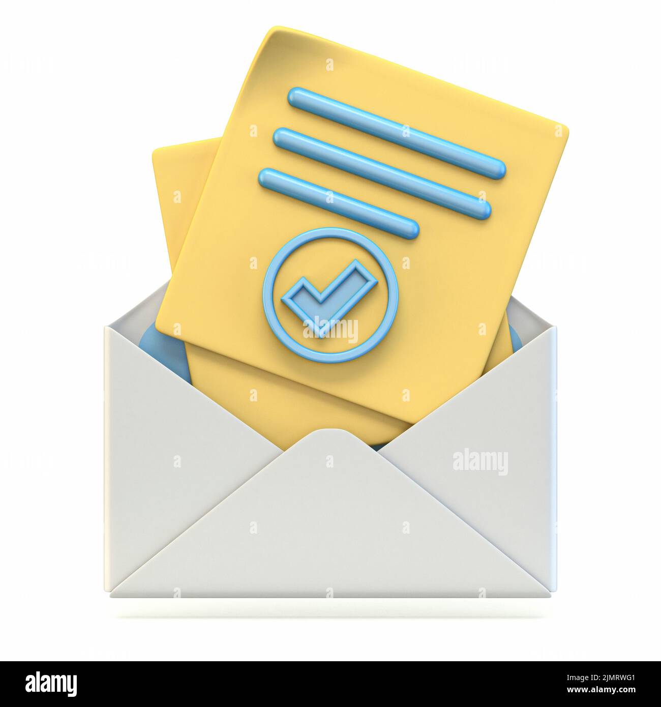 Mail icon opened envelope with check mark 3D Stock Photo Alamy