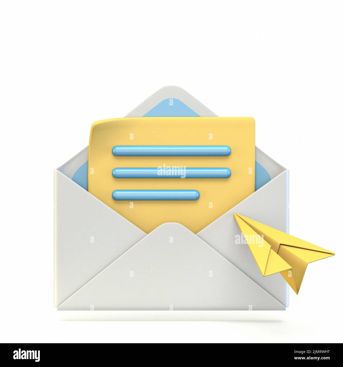 Mail icon with paper airplane 3D Stock Photo
