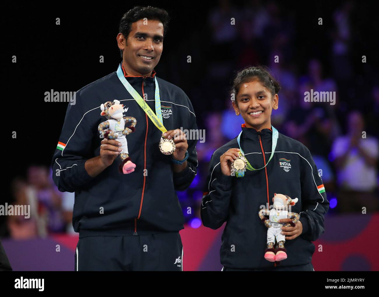 India’s Gold Medallists Sharath Kamal Achanta and Sreeja Akula
