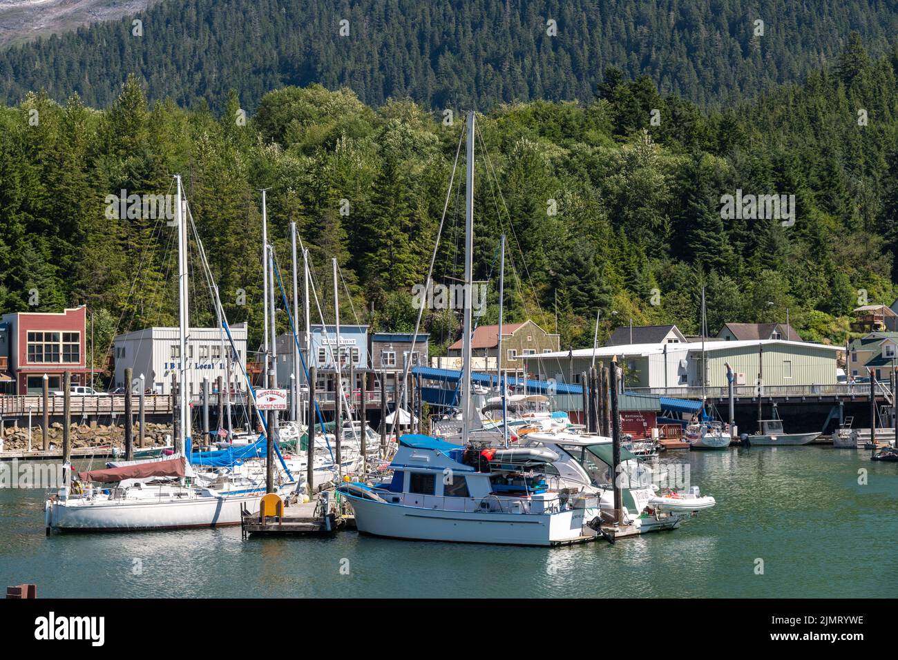 The Thomas Basin boat harbor in Ketchikan, Alaska. Stock Photo