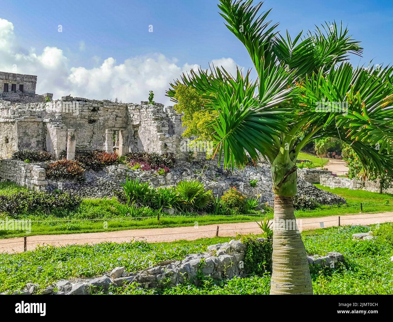 Ancient Tulum ruins Mayan site with temple ruins pyramids and artifacts