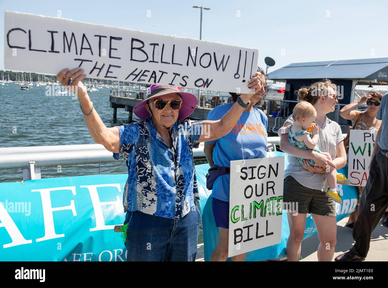 August 4, 2022. Salem, Massachusetts Environmental activists from MassPowerForward, Salem Alliance for the Environment (SAFE), UU Mass Action, 350 Mas Stock Photo