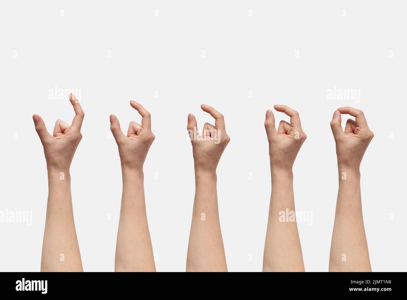 Set of hands with measuring symbols isolated on white Stock Photo - Alamy