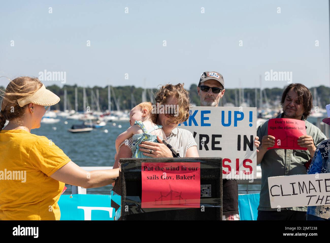 August 4, 2022. Salem, Massachusetts Environmental activists from MassPowerForward, Salem Alliance for the Environment (SAFE), UU Mass Action, 350 Mas Stock Photo