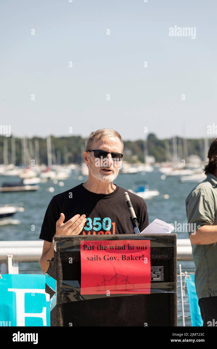 August 4, 2022. Salem, Massachusetts Environmental activists from MassPowerForward, Salem Alliance for the Environment (SAFE), UU Mass Action, 350 Mas Stock Photo