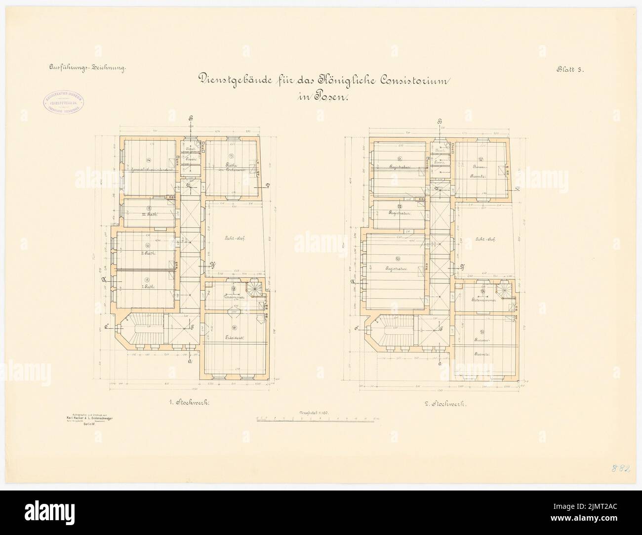 Unknown architect, consistory in Poznan (approx. 1895/1896): floor plan ...