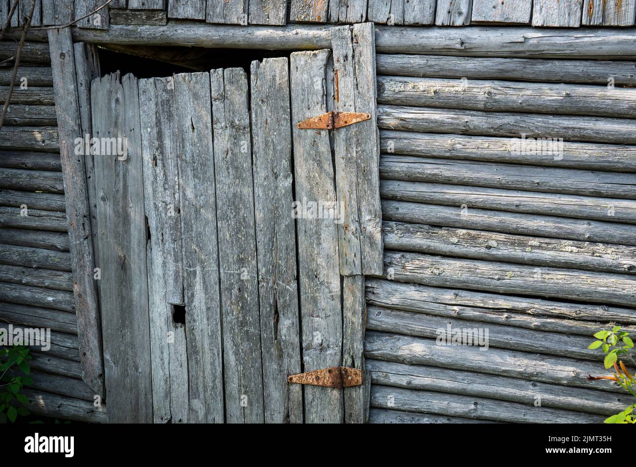Details of an old abandoned barn in rural Canada Stock Photo