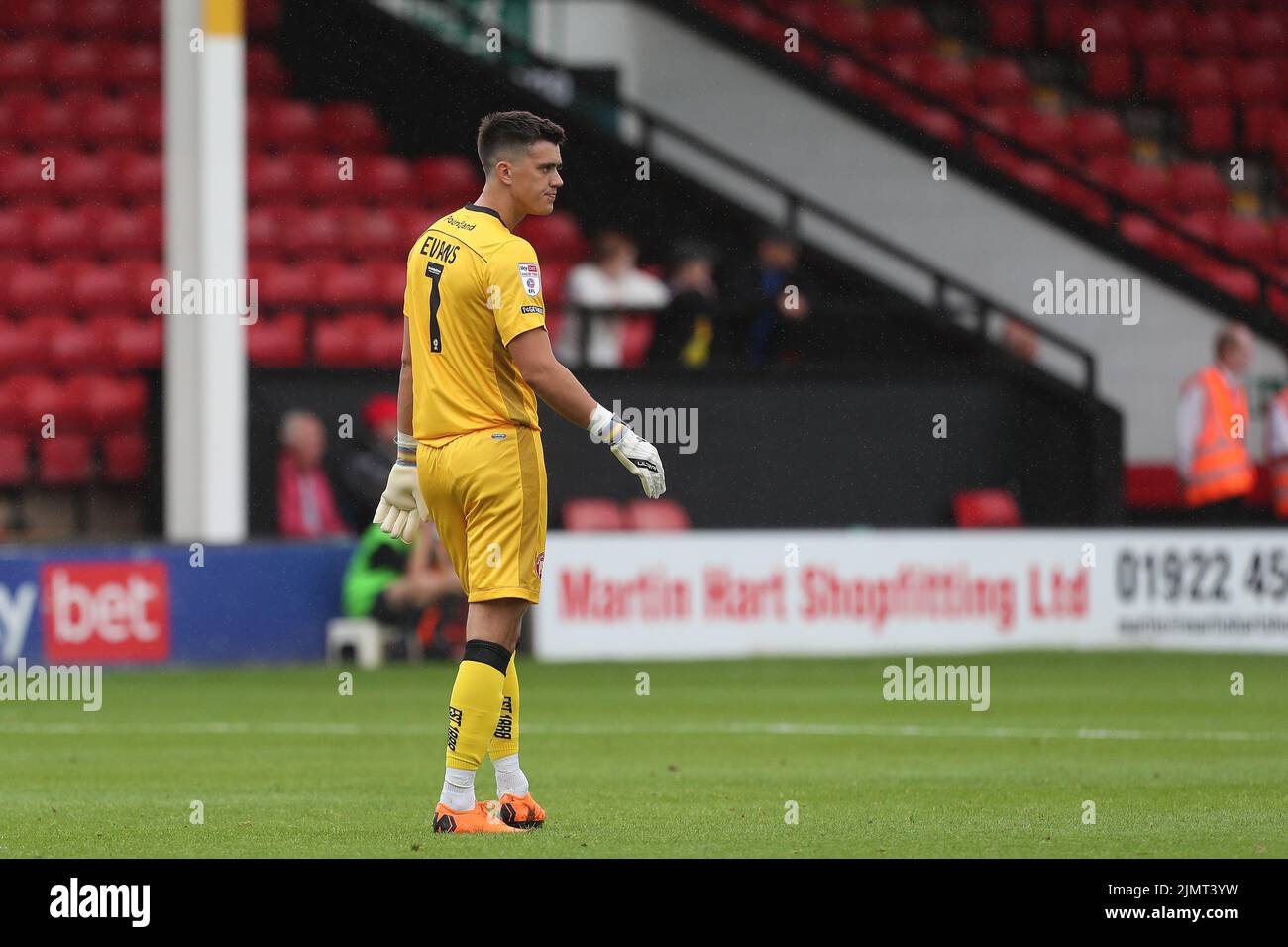 Owen Evans of Walsall during the Sky Bet League 2 match between Walsall and Hartlepool United at the Banks's Stadium, Walsall on Saturday 30th July 2022. (Credit: Mark Fletcher | MI News) Stock Photo