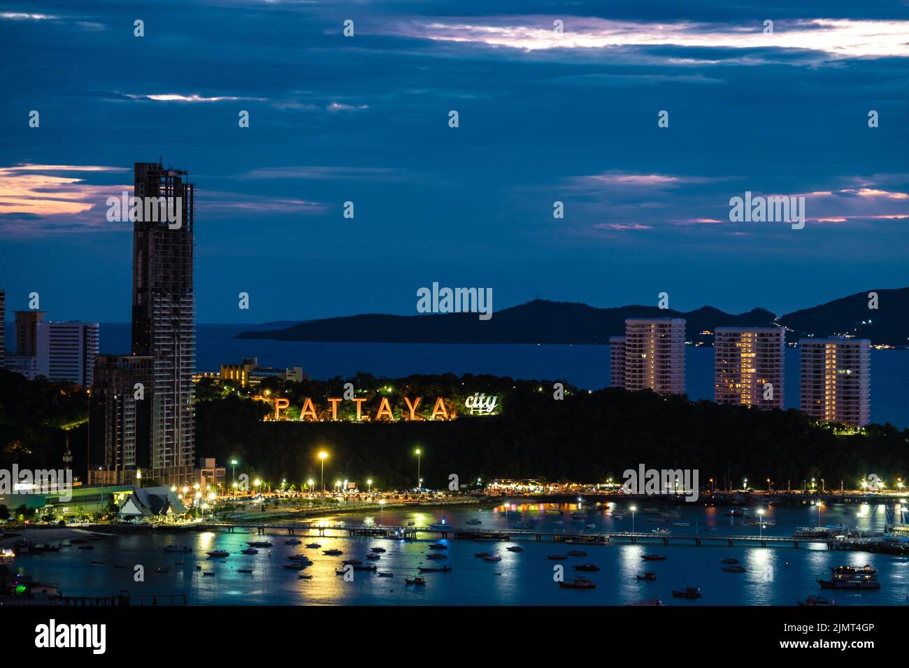 Pattaya Thailand May 2022 , sunset Pattaya Thailand skyline of the city with hotels and skyscraper Stock Photo