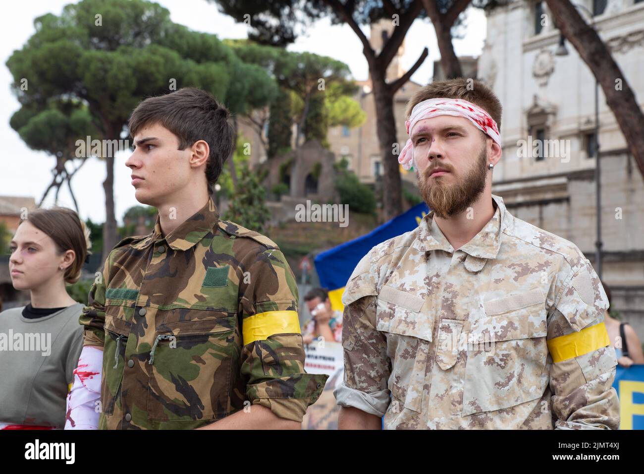 Rome, Italy. 07th Aug, 2022. A moment of flashmob organized by Ukrainian community in Rome (Photo by Matteo Nardone/Pacific Press) Credit: Pacific Press Media Production Corp./Alamy Live News Stock Photo