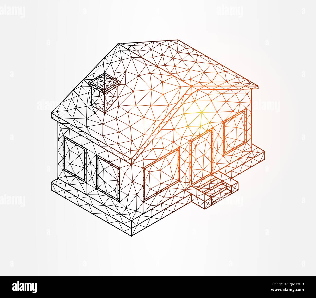 House low poly illustration on white background Stock Photo - Alamy