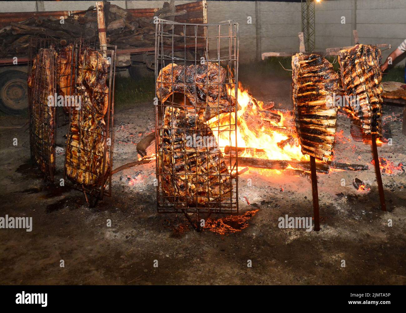 Roasted Crispy Ribs, traditional Argentinian barbecue Stock Photo - Alamy