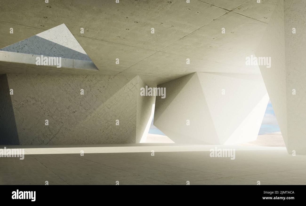 3d contemporary triangle shape design building interior Stock Photo - Alamy