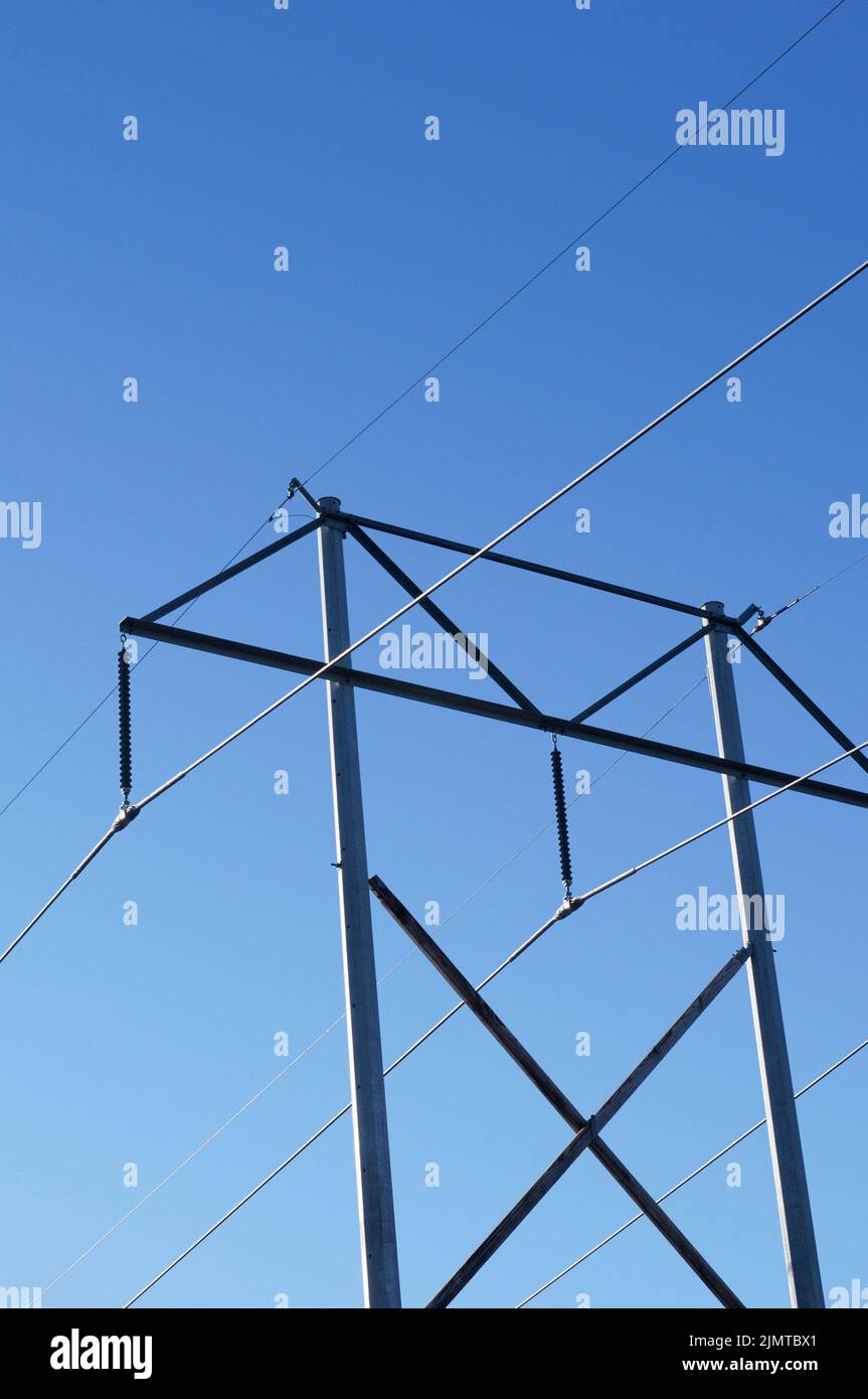 Electric power lines and support tower Stock Photo