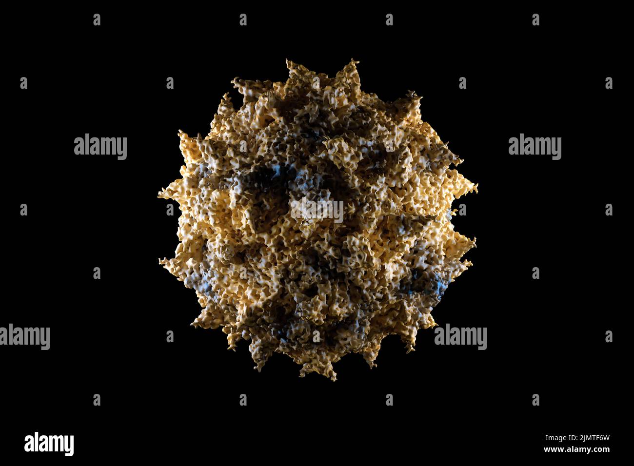 Polio virus medical science illustration, 3d rendering of poliovirus in black background. Stock Photo