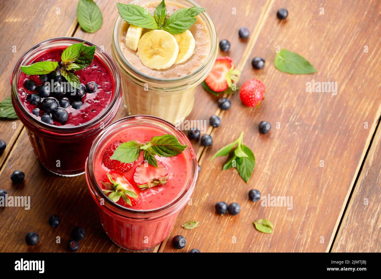Healthy banana strawberry milk hi-res stock photography and images - Alamy