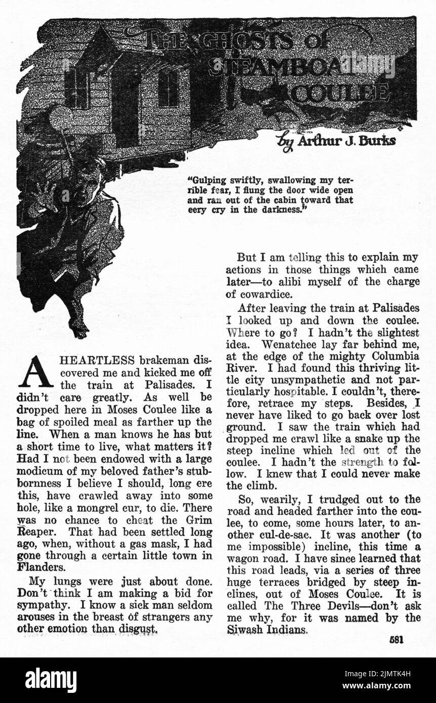 The Ghosts of Steamboat Coulee, by Arthur J. Burks. Illustration from