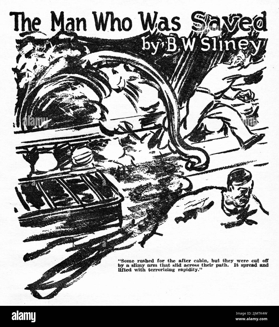 The Man Who Was Saved, by B. W. Sliney. Illustration from Weird Tales, May 1926 Stock Photo