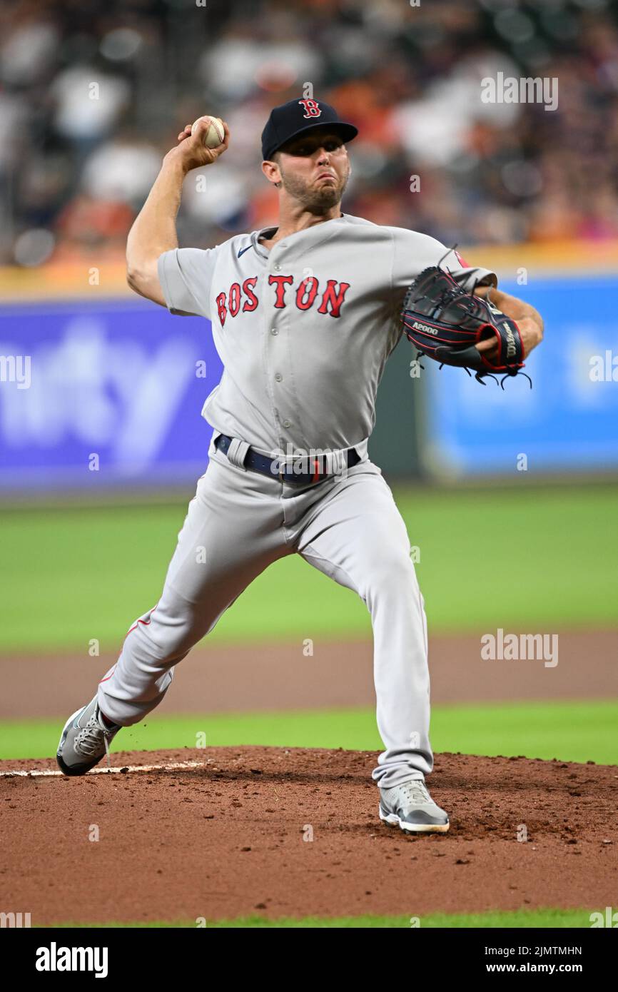 Boston Red Sox starting pitcher Kutter Crawford (50) pitches in the second inning of the MLB game between the Boston Red Sox and the Houston Astros on Stock Photo