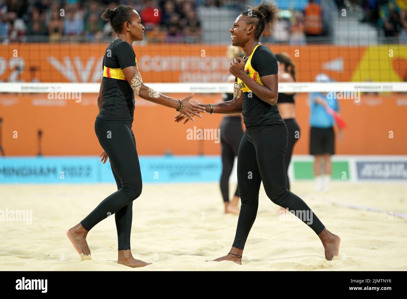 Vanuatu's Miller Pata and Sherysyn Toko compete during the Women's