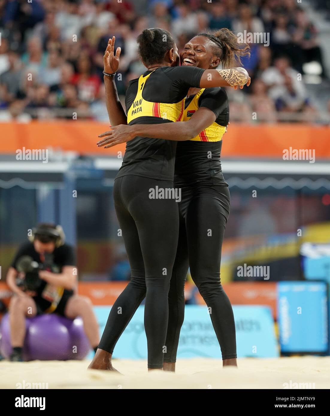 Vanuatu's Miller Pata and Sherysyn Toko compete during the Women's