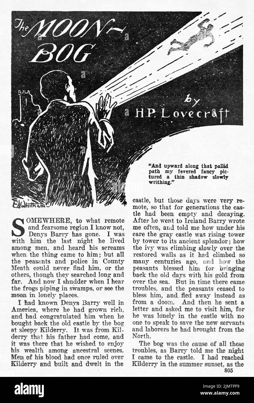 The Moon-Bog, by H. P. Lovecraft. Illustration by Ed Whitham from Weird Tales, June 1926 Stock Photo