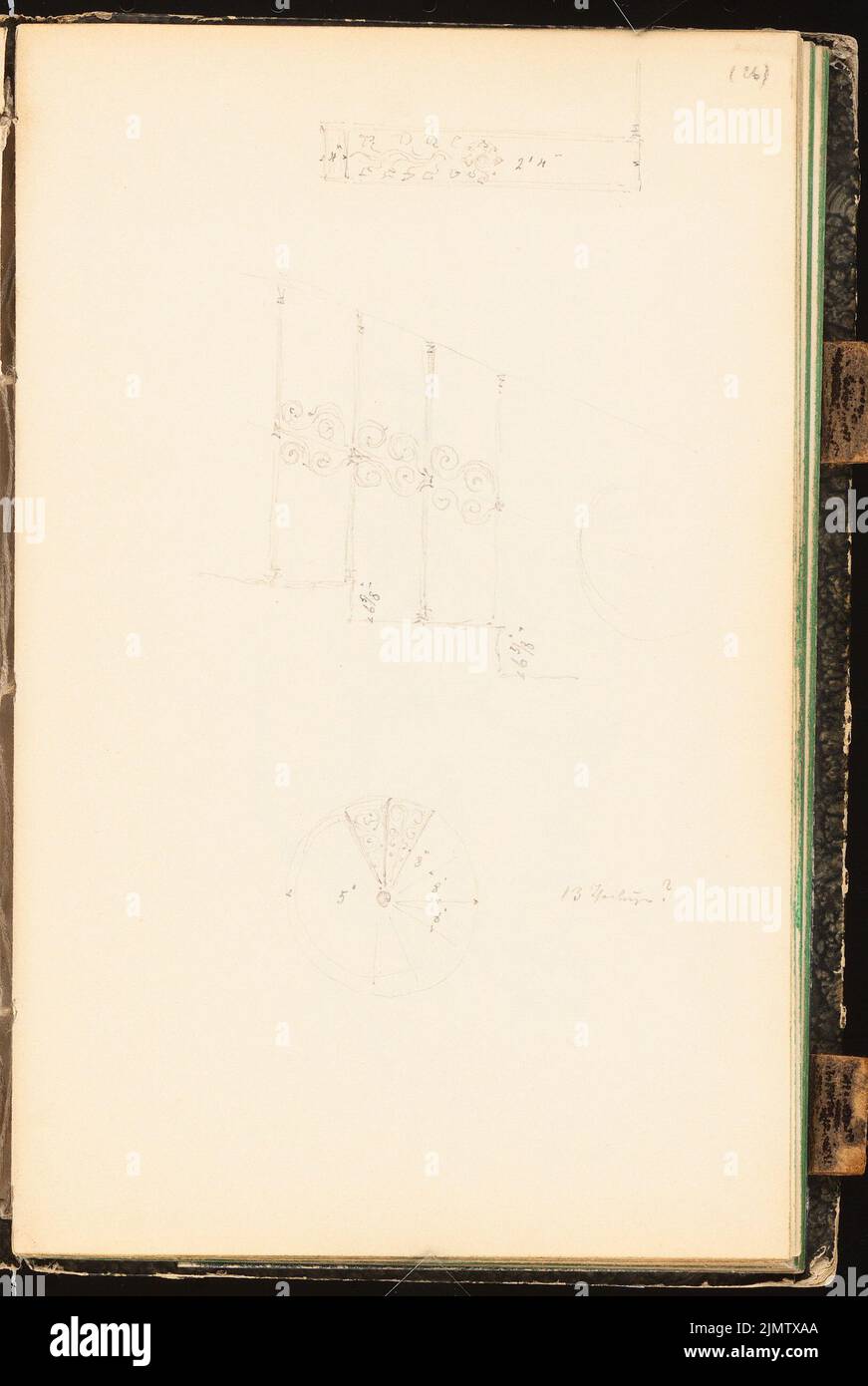 Scheppig Carl (1803-1885), sketchbook: stair railing (1830-1830): Views, details. Pencil on paper, 20.6 x 13.8 cm (including scan edges) Scheppig Carl  (1803-1885): Skizzenbuch: Treppengeländer Stock Photo