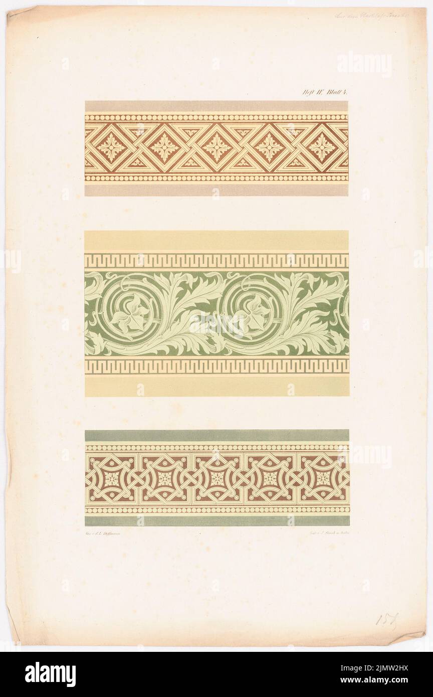 Unknown architect, template painting (without dat.): template painting pattern. Lithograph colored on paper, 52.5 x 35 cm (including scan edges) N.N. : Schablonenmalerei Stock Photo