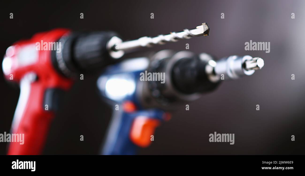 A pistolgrip cordless drill and a screw gun Stock Photo Alamy