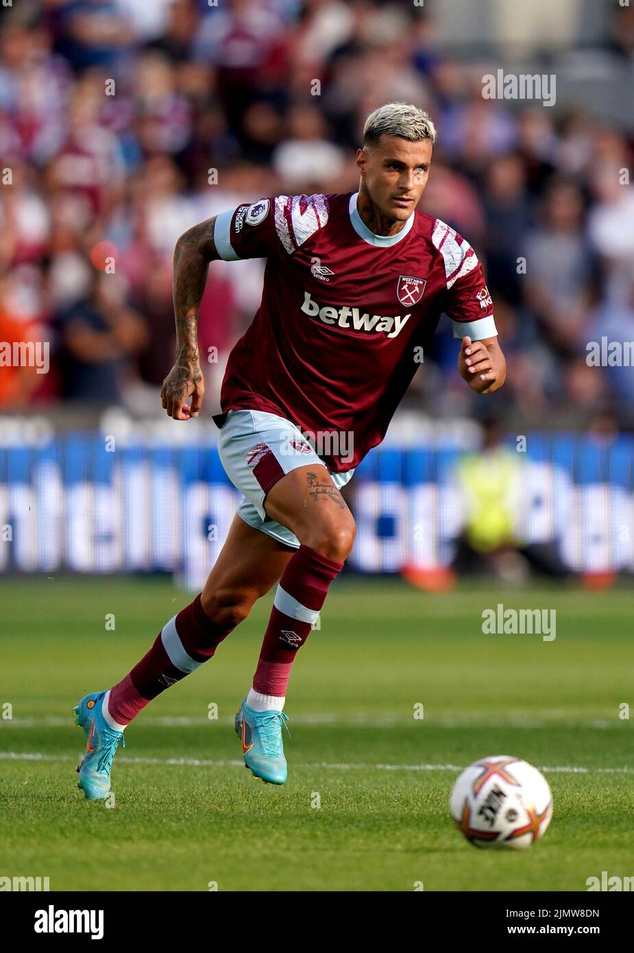 West Ham United's Gianluca Scamacca during the Premier League match at London Stadium. Picture date: Sunday August 7, 2022. Stock Photo