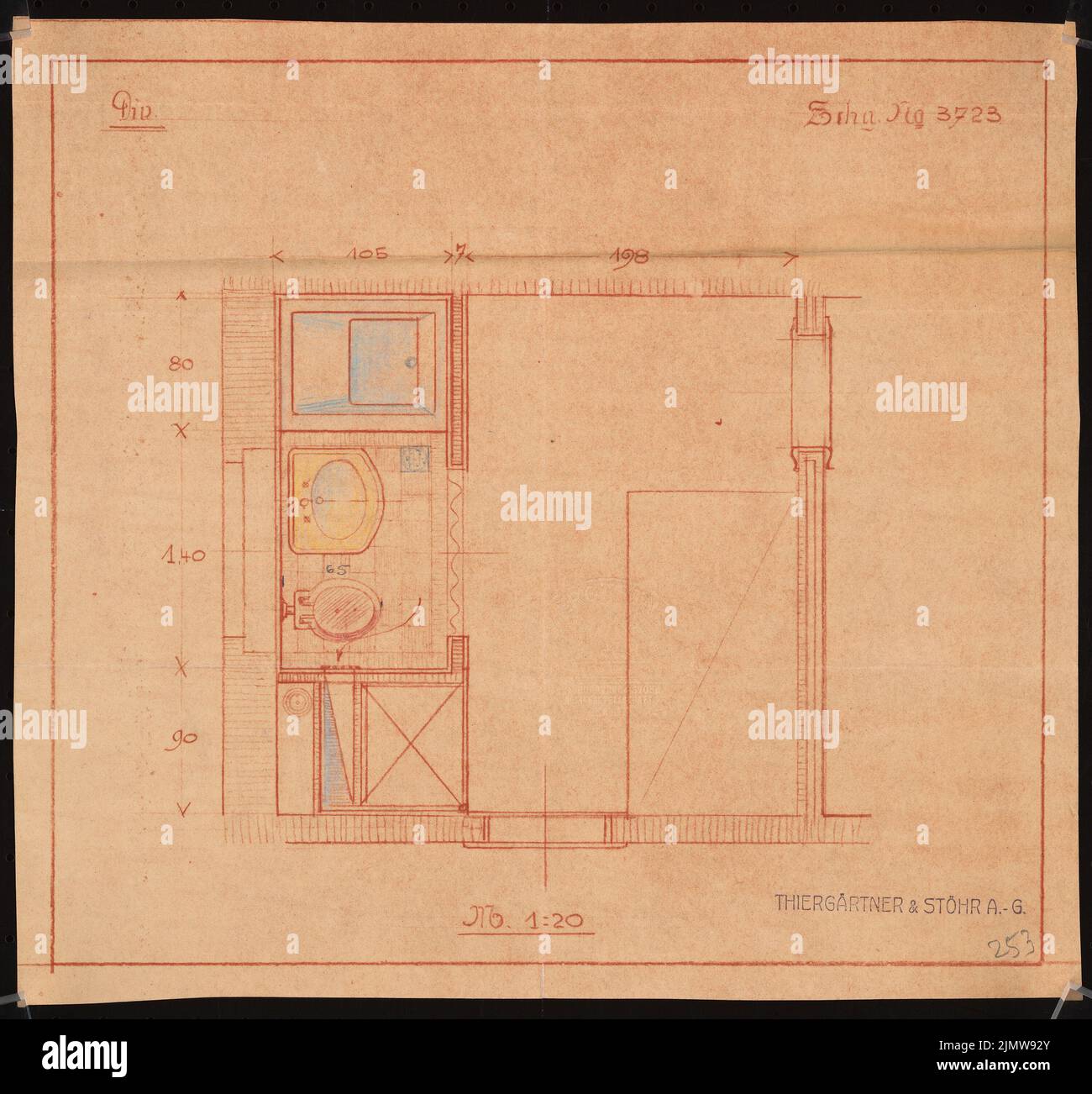 Punitzer Martin (1889-1949), bathroom (without date): Plan content N.N. detected. Material/technology N.N. recorded, 30.2 x 32.4 cm (including scan edges) Punitzer Martin  (1889-1949): Badezimmer Stock Photo