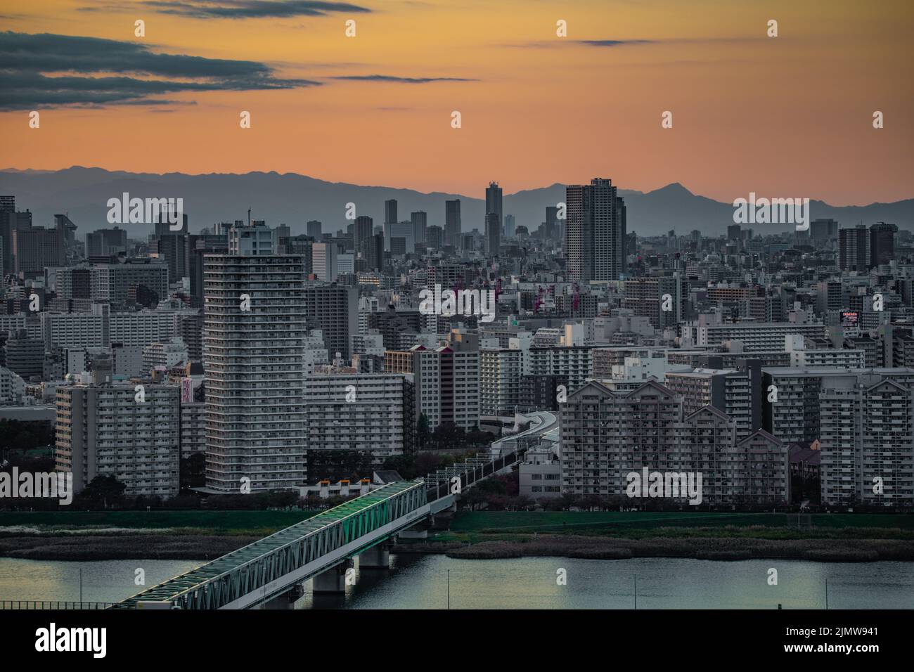 Tokyo townscaned at dusk Stock Photo