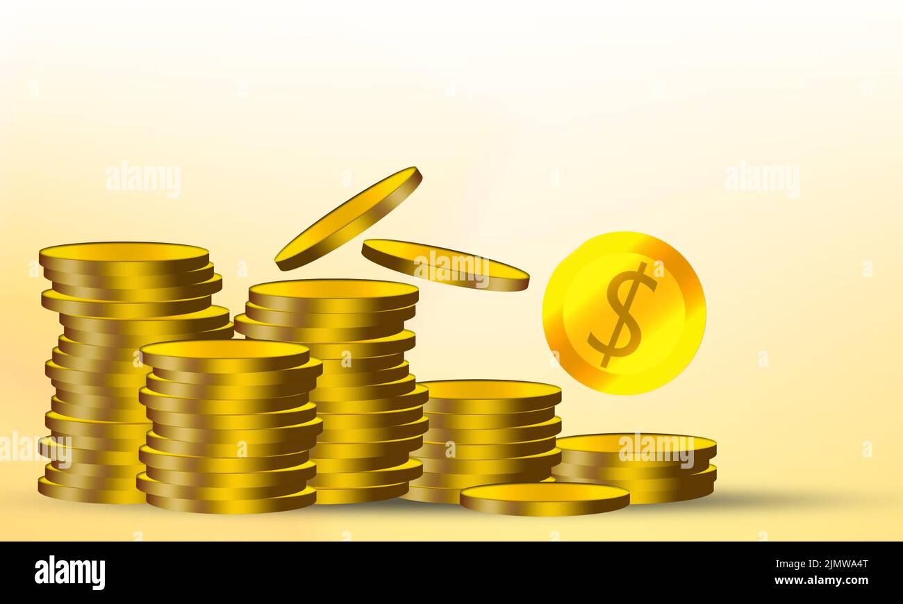 Stacks of gold coins for financial concept, 3d rendering Stock Photo ...
