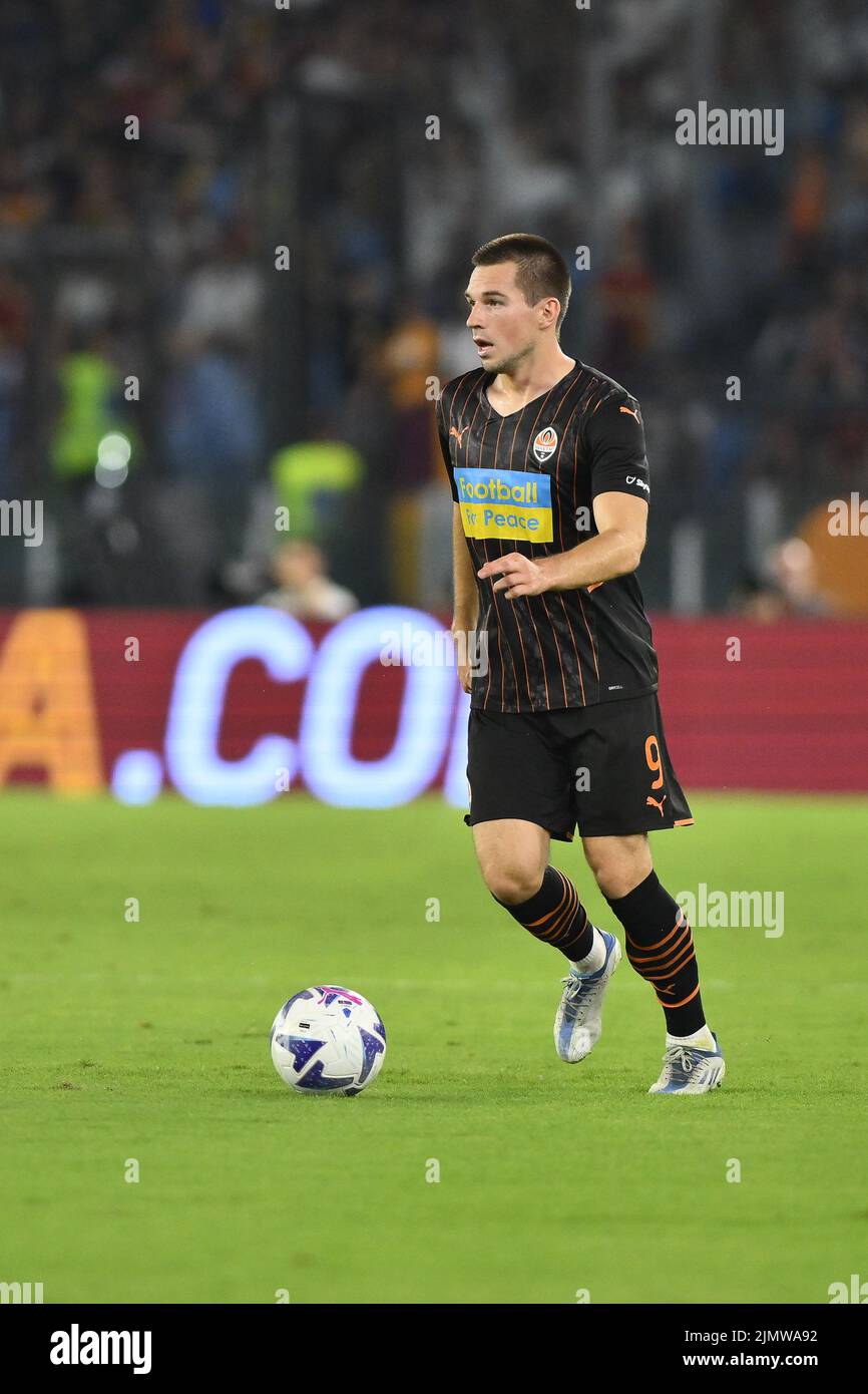 Bogdan Mykhaylichenk of FC Shakhtar Donetsk during the Friendly match between A.S. Roma and FC Shakhtar Donetsk at Stadio Olimpico on August 7th, 2022 Stock Photo