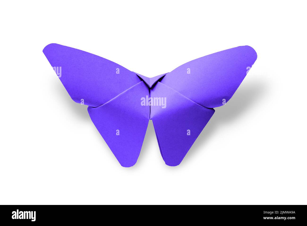 Purple paper butterfly origami isolated on a white background Stock Photo
