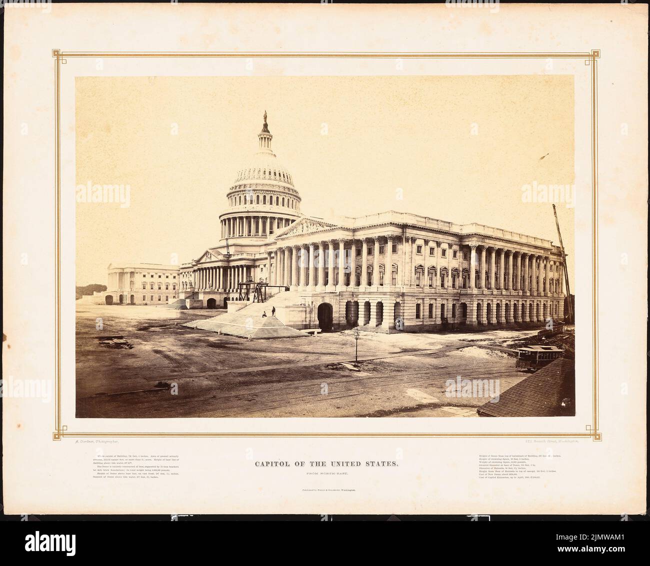 Walter Thomas Ustick (1804-1887), Capitol in Washington (1866): View of the northeast. Photo on paper on cardboard, 49.4 x 61.5 cm (including scan edges) Walter Thomas Ustick  (1804-1887): Capitol, Washington Stock Photo