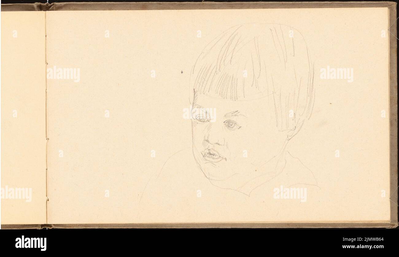 Michel Paul sen. (1877-1938), sketchbook. 1915 France (04.03.1915): Head of a child. Pencil on paper, 16.1 x 28.1 cm (including scan edges) Michel Paul sen.  (1877-1938): Skizzenbuch. 1915 Frankreich Stock Photo