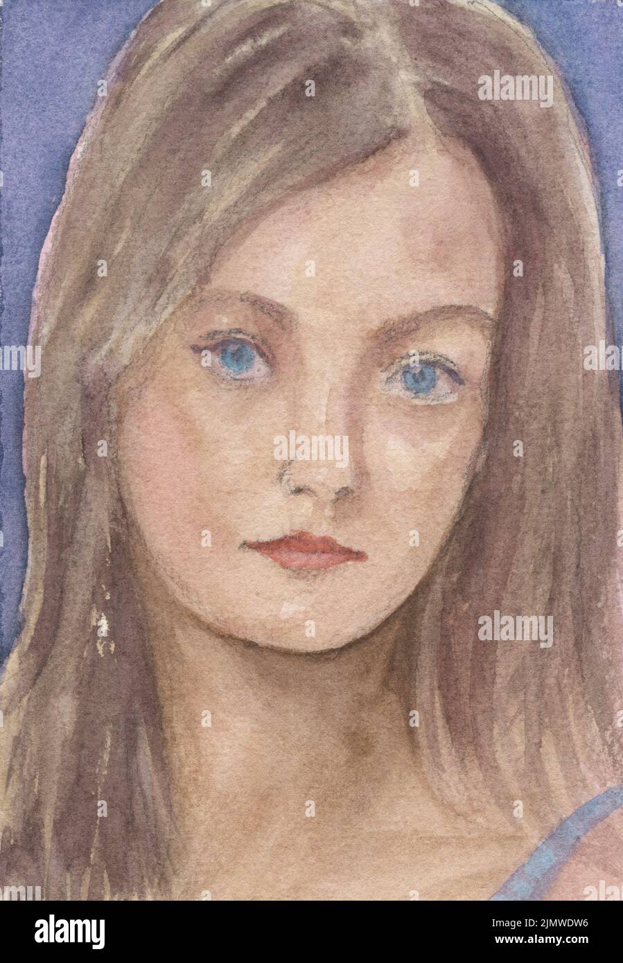 woman watercolor painting art illustration Stock Photo