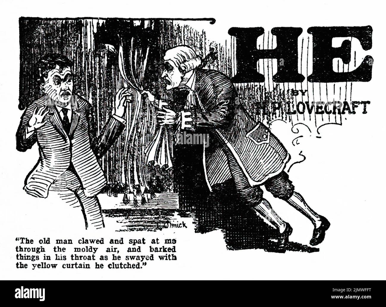 He, by H. P. Lovecraft. Illustration by G. O. Olinick from Weird Tales, September 1926 Stock Photo