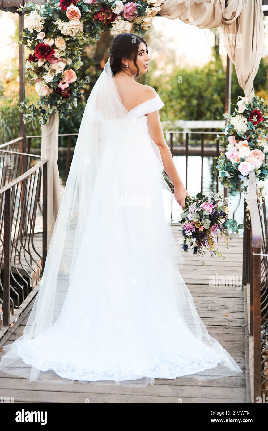 Bride alone happy outdoors hi-res stock photography and images - Alamy