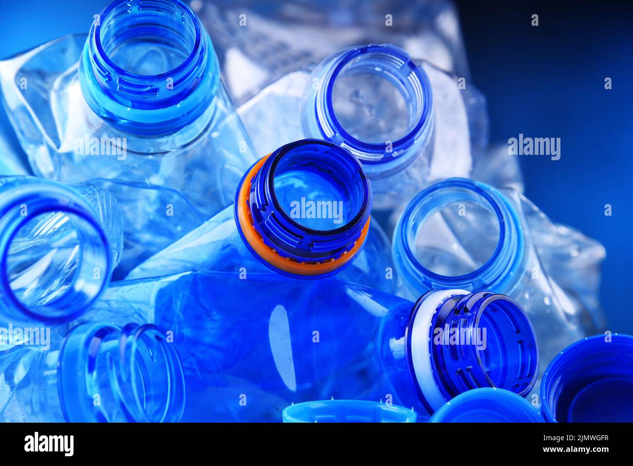 Composition with empty mineral water bottles. Plastic waste Stock Photo