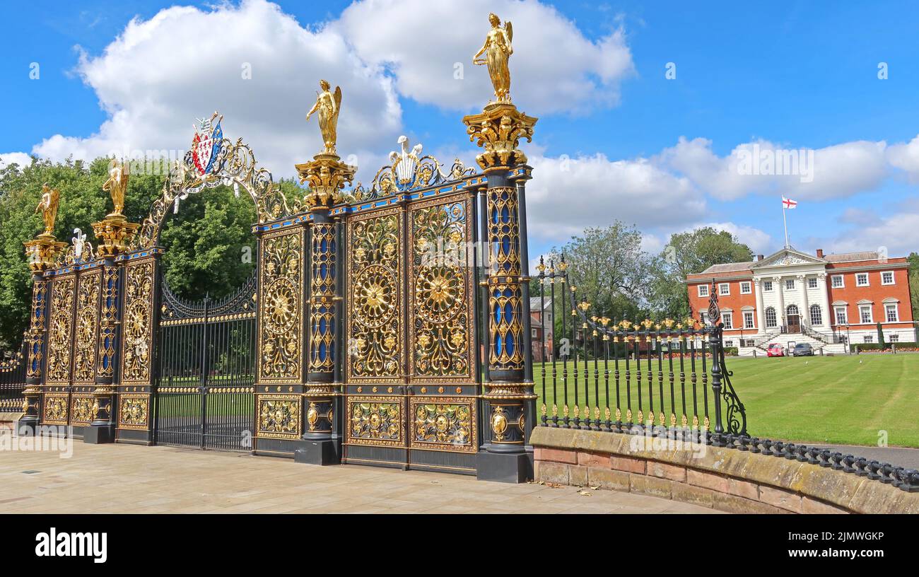 Warrington Golden Gates, town hall, Sankey Street, Warrington Borough Council, Cheshire, England, UK Stock Photo